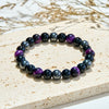 Evolvegem "Velvet Eclipse" Purple Tiger Eye Obsidian Hematite Bracelet