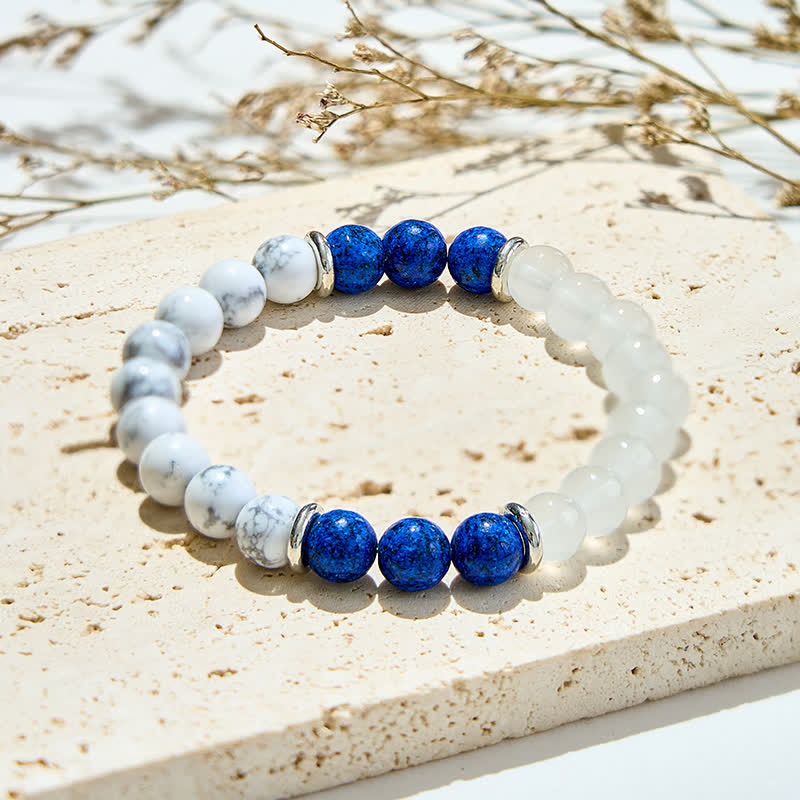 Evolvegem "Zenith Breeze" Clear Crystal White Turquoise Lapis Lazuli Bracelet