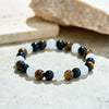 Evolvegem "Mocha Whisper" Tiger Eye Obsidian Clear Crystal Bracelet