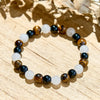 Evolvegem "Mocha Whisper" Tiger Eye Obsidian Clear Crystal Bracelet