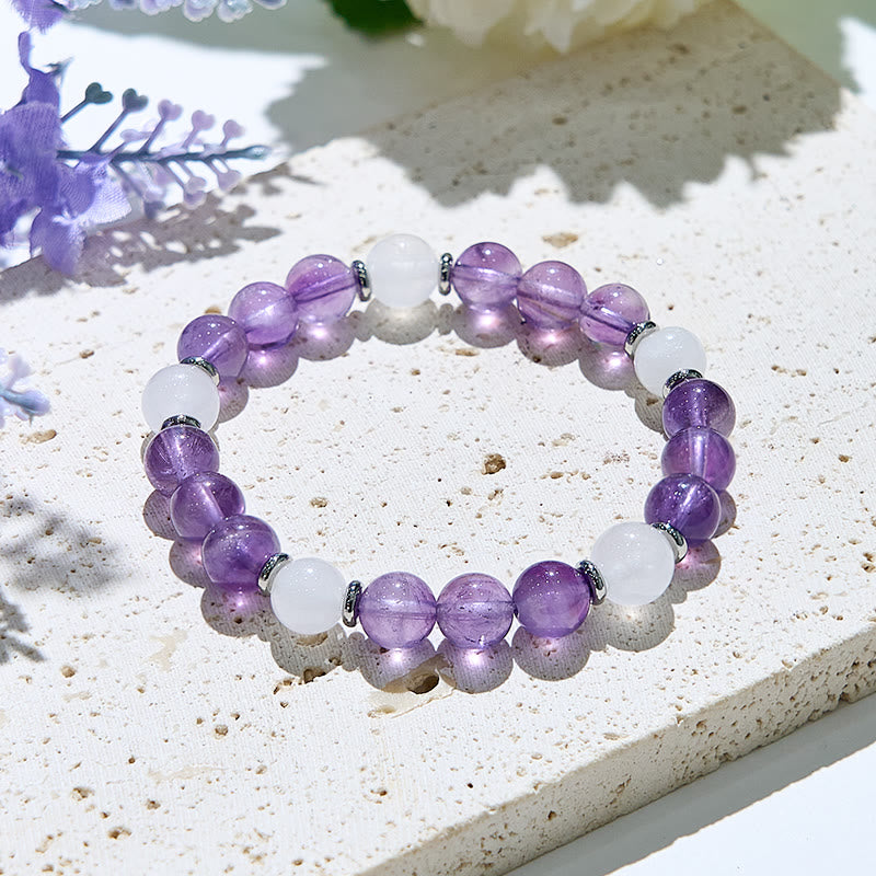 Evolvegem "Lavender Hush" Amethyst White Jade Bracelet
