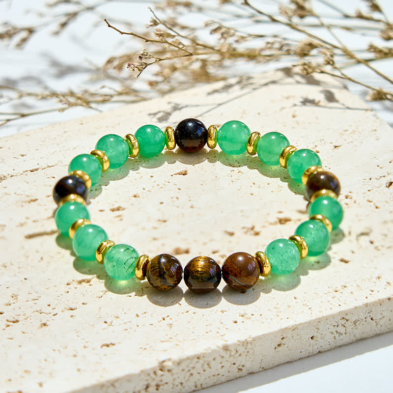 Evolvegem "Forest Luxe" Green Aventurine Tiger Eye Bracelet