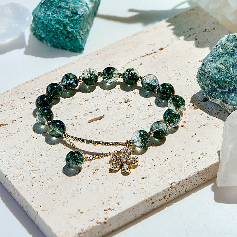 Evolvegem "Phantom Bloom" Green Phantom Quartz Blossom Bracelet