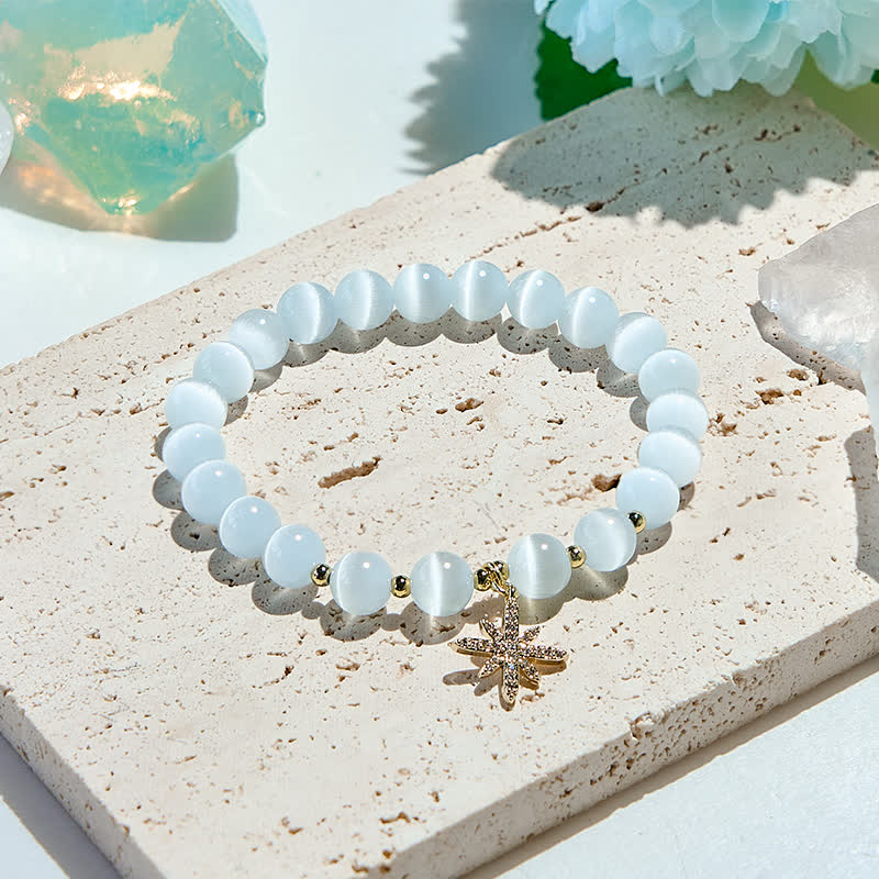 Evolvegem "Starfrost Gaze" White Cat's Eye Stone Bracelet