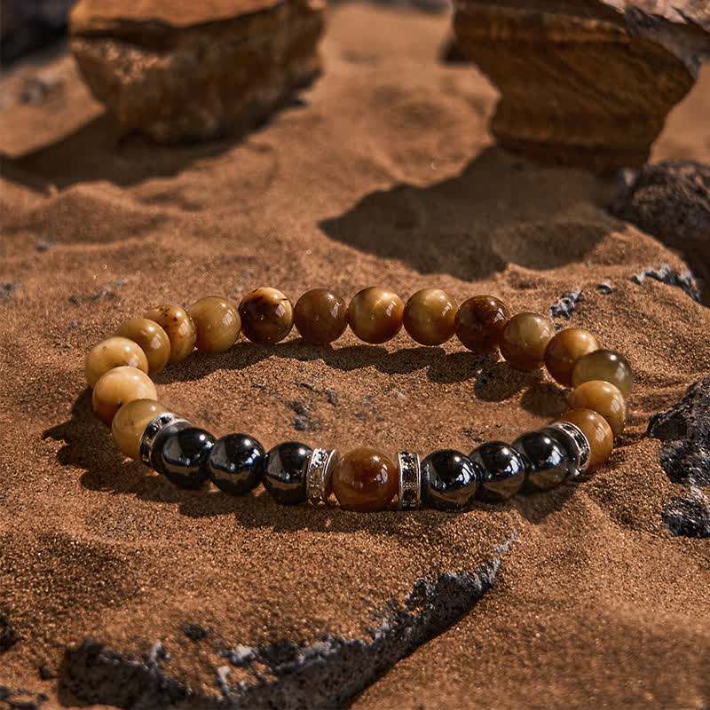 Evolvegem "Lithic Rhapsody" Natural Tiger Eye Hematite Bracelet