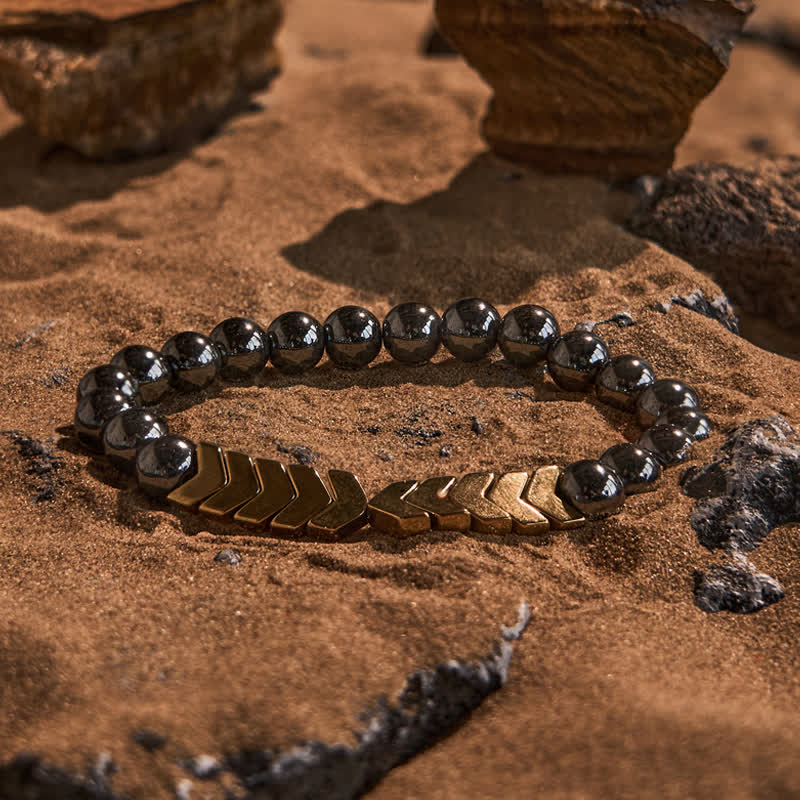 Evolvegem "Hematite Aureon" Hematite Golden-Tone Arrow Bracelet