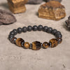 Evolvegem "Eclipse Core" Faceted Tiger Eye Lava Stone Bracelet