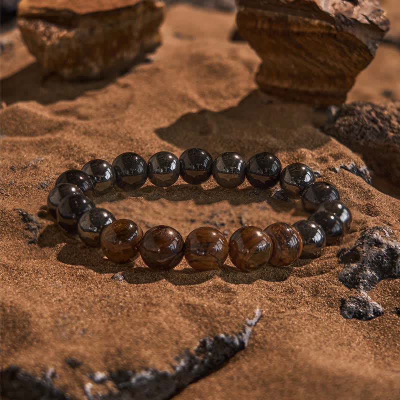 Evolvegem "Earth & Armor" Tiger Eye Black Onyx Hematite Bracelet