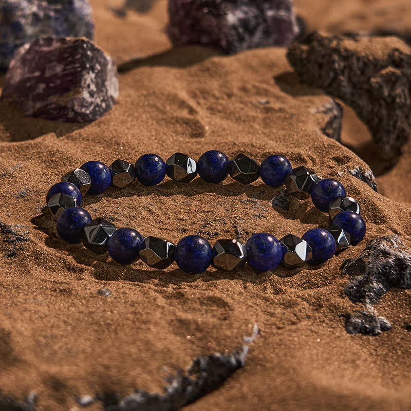 Evolvegem "Cosmic Guardian" Lapis Lazuli Facted Hematite Bracelet
