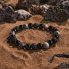 Evolvegem "Nightfall Ember" Grey Jasper Obsidian Lava Stone Bracelet