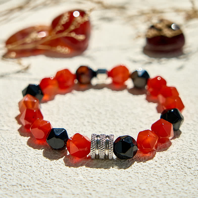 Evolvegem "Crimson Flux Aurora" Black Onyx Carnelian Bracelet