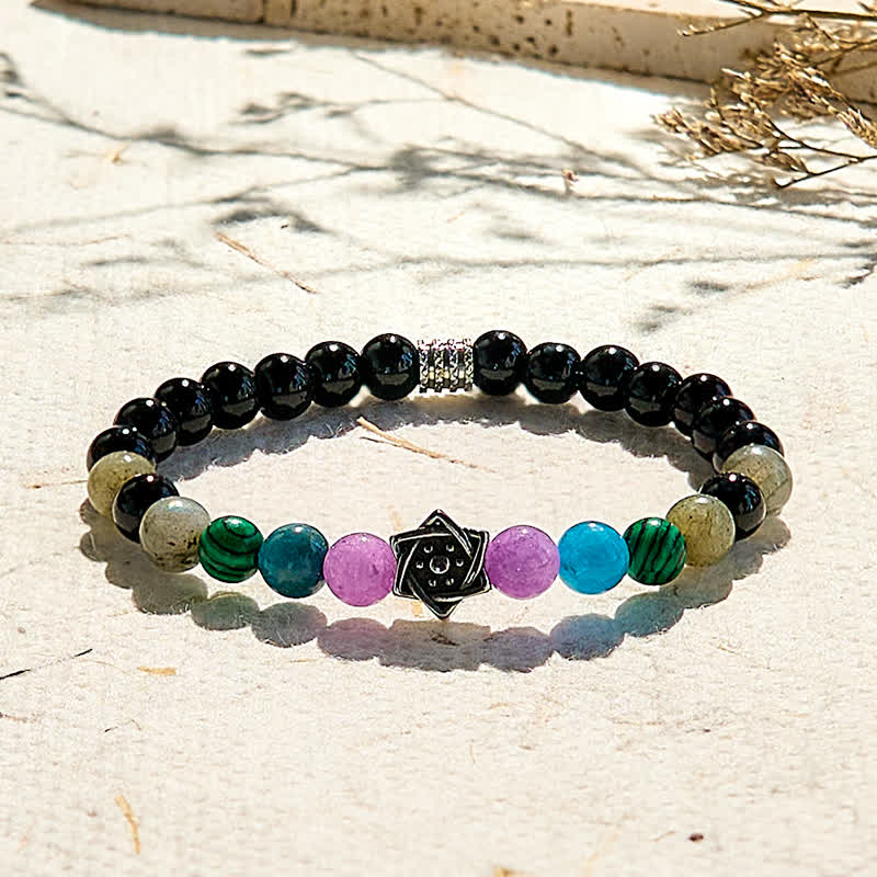 Evolvegem "Chromatic Oracle" Obsidian Metatron's Cube Bracelet
