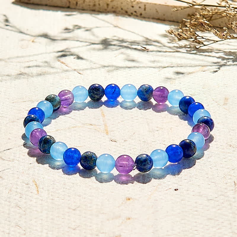 Evolvegem "Cerulean Tides" Sapphire Lapis Lazuli Aquamarine Bracelet