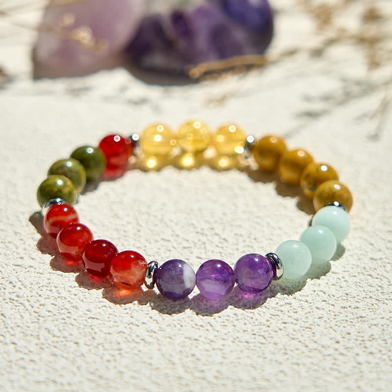 Evolvegem "Rainbow Geode Waltz" Colored Natural Gemstones Bracelet