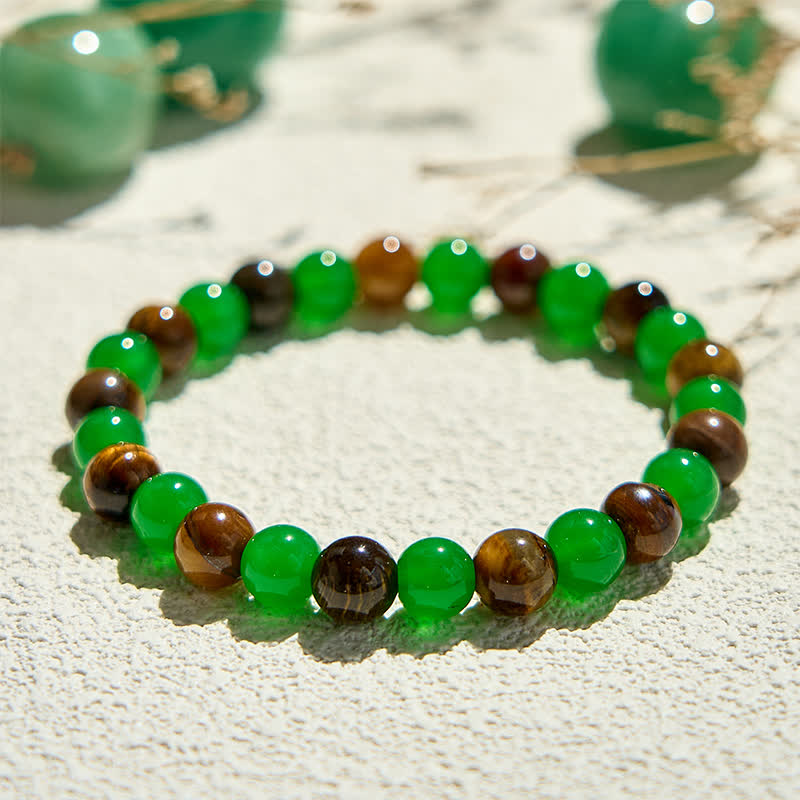 Evolvegem "Forest Canopy" Green Jade Tiger Eye Bracelet