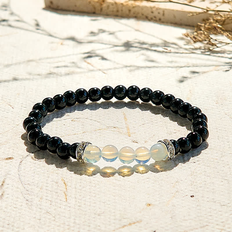 Evolvegem "Shadow & Light Sonata" Obsidian Opalite Bracelet