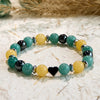 Evolvegem "Verdant Cipher" Green Aventurine Yellow Jade Heart Bracelet