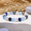 Evolvegem "Cerulean Unity" Aquamarine Sodalite White Jade Bracelet
