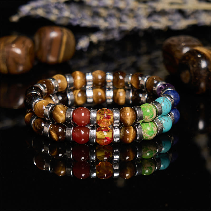 Evolvegem "Terra Chroma" Tiger Eye Stone Chakra Bracelet