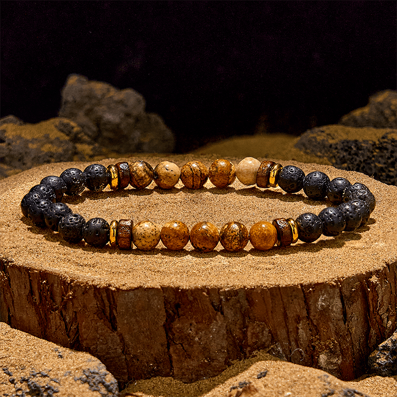 Evolvegem "Volcanic Whisper" Lava Stone Picture Jasper Bracelet