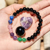 Evolvegem "Colorful Heart" Obsidian Lapis Lazuli Rose Quartz Beaded Bracelet
