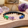 Evolvegem "Colorful Heart" Obsidian Lapis Lazuli Rose Quartz Beaded Bracelet
