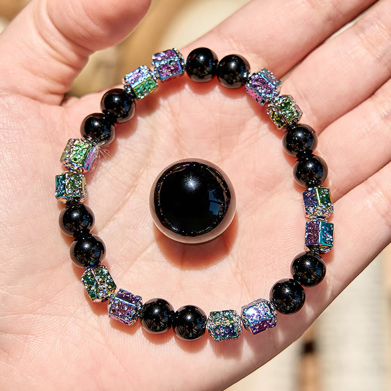 Evolvegem "Grounding Power" Electroplated Hematite with Black Onyx Bracelet