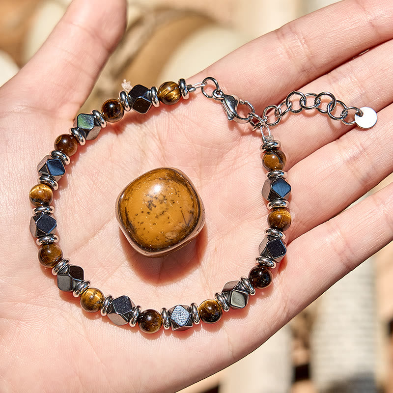 Evolvegem Tiger Eye Hematite Power Link Bracelet