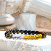 Evolvegem "Eclipse of Strength" Tiger Eye Citrine Smoky Quartz Bracelet