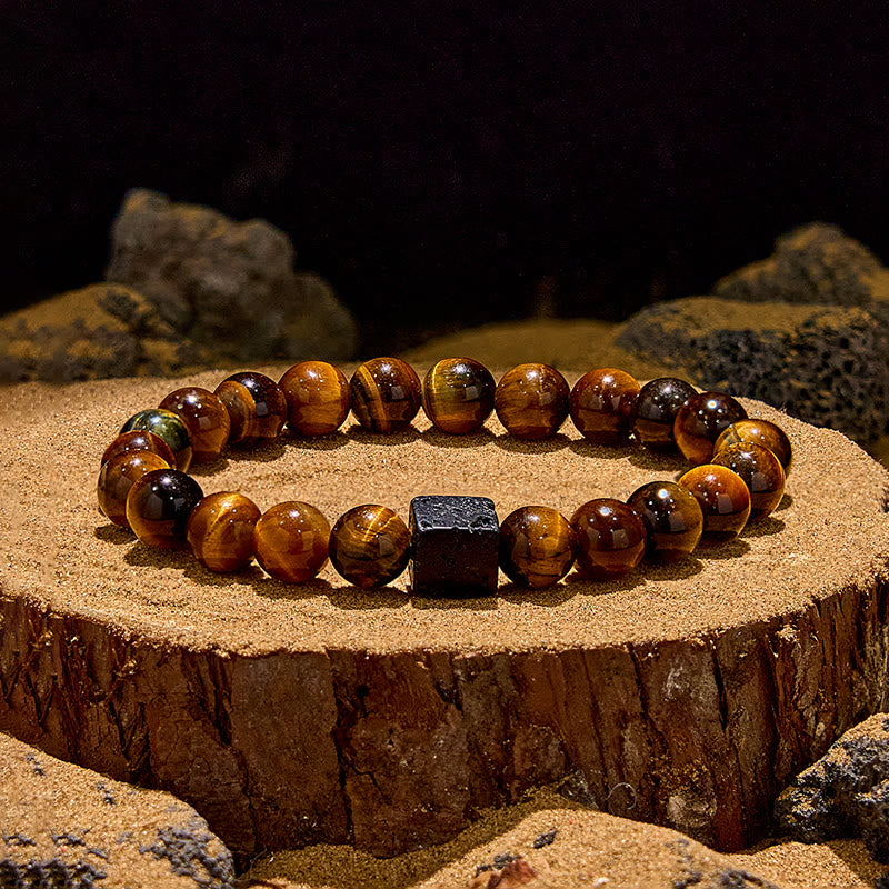 Evolvegem "Shadow Enigma" Cube Lava Stone Bracelet