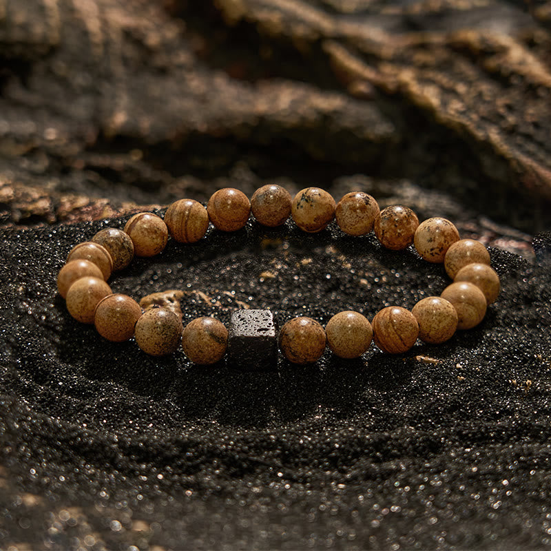 Evolvegem "Ironwood Requiem" Cube Lava Stone Gemstone Bracelet