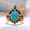 Evolvegem "Celestial Crown" Sapphire With Opal 3 - Piece Ring Set