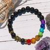 Evolvegem "Rainbow Blaze" Lava Stone Chakra Elephant Charm Bracelet