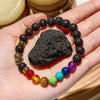 Evolvegem "Rainbow Blaze" Lava Stone Chakra Elephant Charm Bracelet