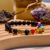 Evolvegem "Rainbow Blaze" Lava Stone Chakra Elephant Charm Bracelet