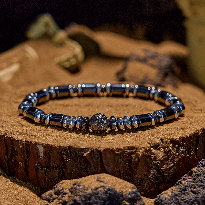 Evolvegem "Midnight Sentinel" Hematite Lava Stone Bracelet