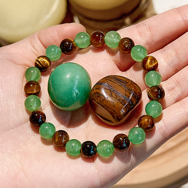 Evolvegem "Golden Serenity" Green Aventurine Tiger Eye Bracelet