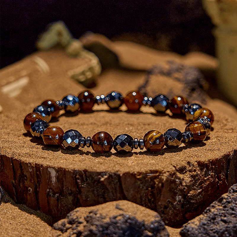 Evolvegem "Desert Guardian" Tiger Eye Facted Hematite Bracelet