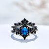 Evolvegem "Midnight Empress" 2Pcs Sapphire Ring Set