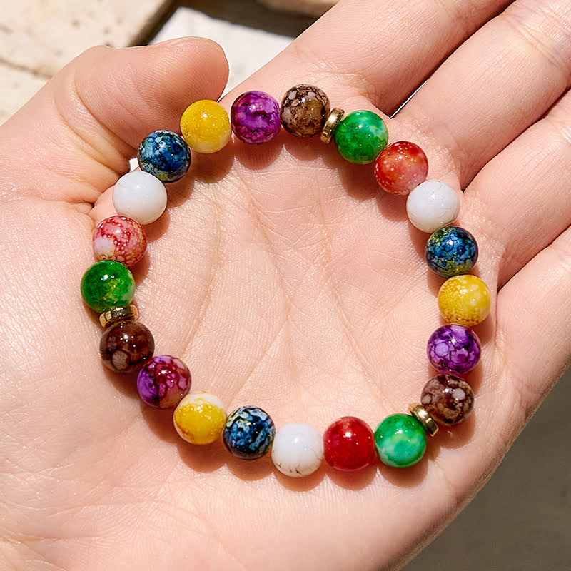 Evolvegem "Joyful Spectrum" Colorful Agate Chakra Bracelet
