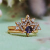 Evolvegem "Starlight Serenade" 2Pcs Amethyst White Zircon Star Ring
