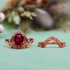 Evolvegem "Enchanted Elegance" 2Pcs Garnet Opal Zircon Carved Ring