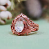Evolvegem "Enchanted Elegance" 2Pcs Garnet Opal Zircon Carved Ring