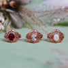 Evolvegem "Enchanted Elegance" 2Pcs Garnet Opal Zircon Carved Ring
