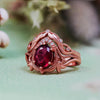 Evolvegem "Enchanted Elegance" 2Pcs Garnet Opal Zircon Carved Ring