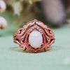 Evolvegem "Enchanted Elegance" 2Pcs Garnet Opal Zircon Carved Ring