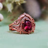 Evolvegem "Enchanted Elegance" 2Pcs Garnet Opal Zircon Carved Ring