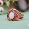 Evolvegem "Enchanted Elegance" 2Pcs Garnet Opal Zircon Carved Ring