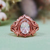 Evolvegem "Enchanted Elegance" 2Pcs Garnet Opal Zircon Carved Ring