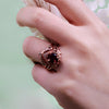Evolvegem "Enchanted Elegance" 2Pcs Garnet Opal Zircon Carved Ring